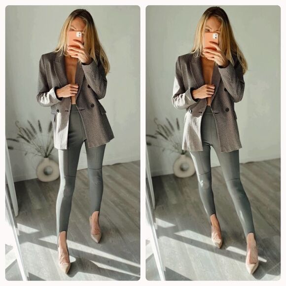 ZARA TOPSTITCHED STIRRUP LEGGINGS - Picture 2 of 6